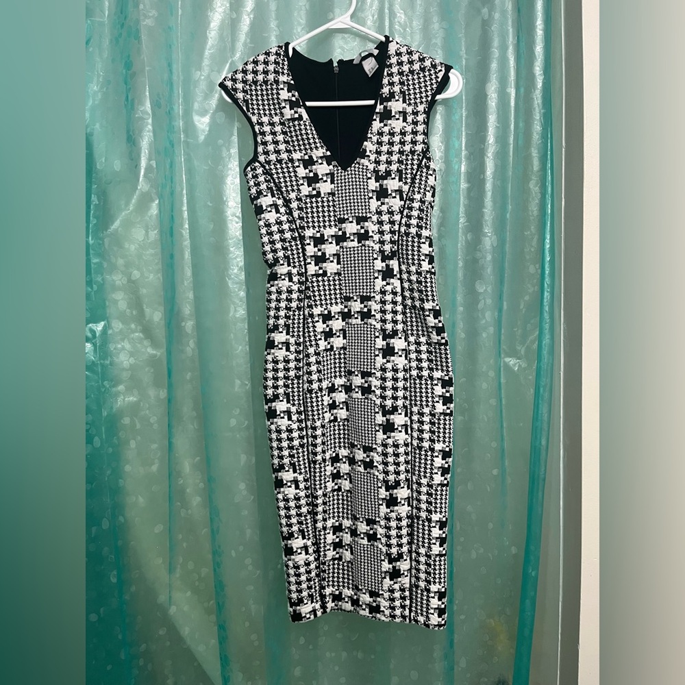 H$M Black White Houndstooth Dress, Size XS